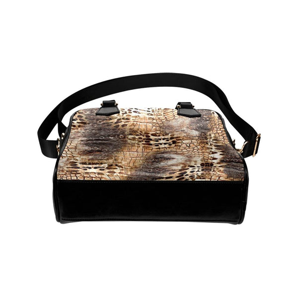 Shoulder Handbag-Snake Skin Print 103 Vegan Leather Shoulder