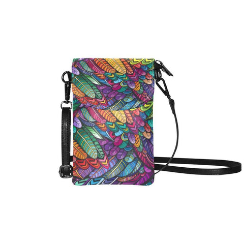 Small Cell Phone Purse - Colorful Feathers | ACES INFINITY