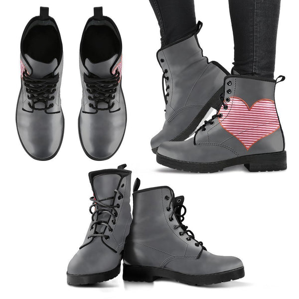 Stylish Boots - Graceful Gray with Love | Handmade Lace Up 
