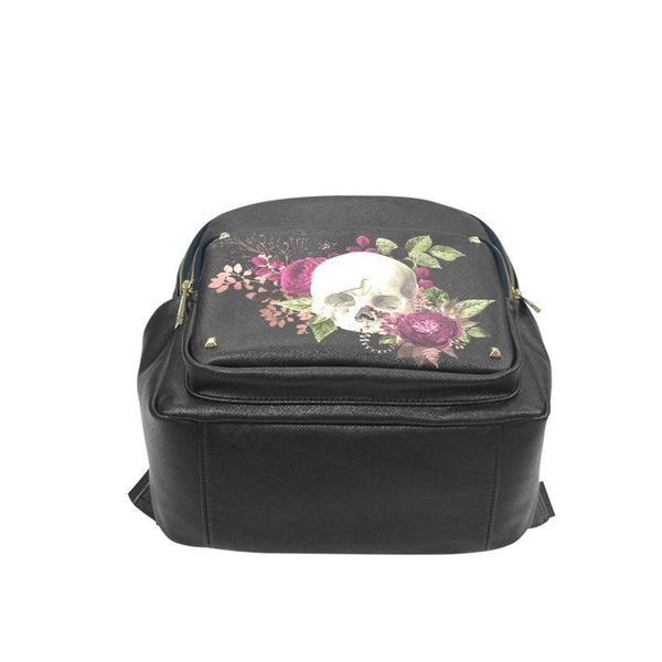 Vegan Leather Backpack - Floral Skull #102 Women’s Casual 