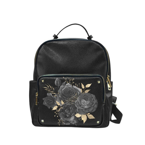 Vegan Leather Backpack - Flower Bouquet Women’s Casual 
