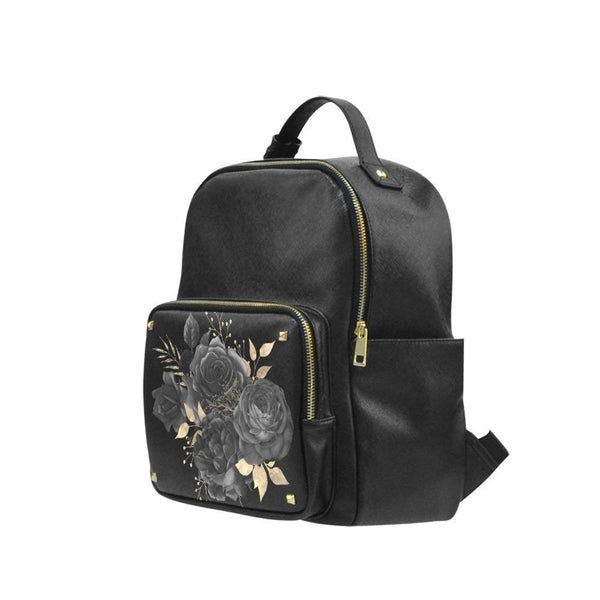 Vegan Leather Backpack - Flower Bouquet Women’s Casual 