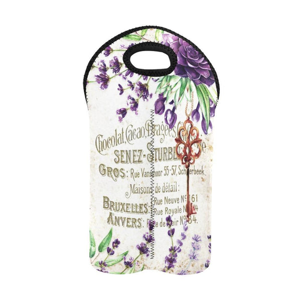 Vintage Flower Art #105 | 2-Bottle Neoprene Wine Bag | ACES 
