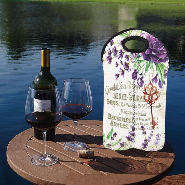 Vintage Flower Art #105 | 2-Bottle Neoprene Wine Bag | ACES 