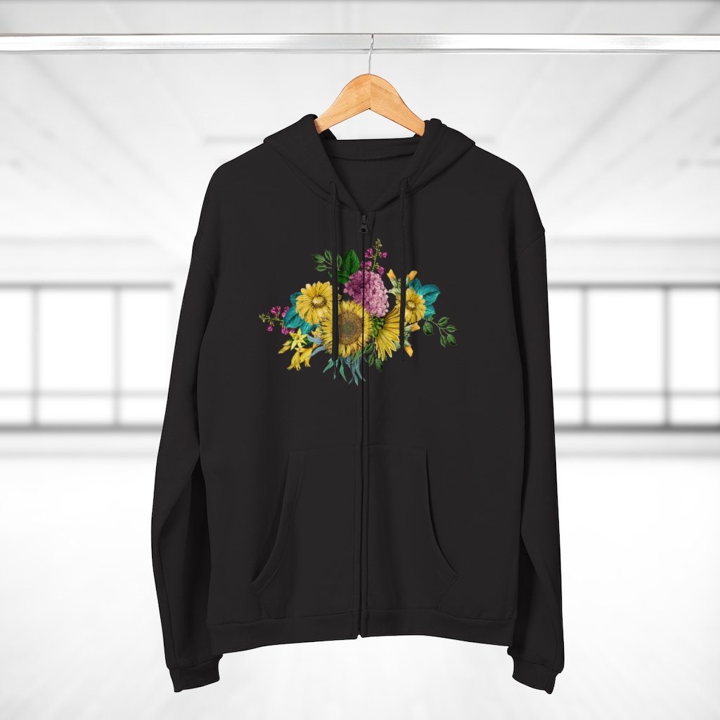 Zip Up Hoodies (Fleece Inside)-Vintage Flowers | ACES