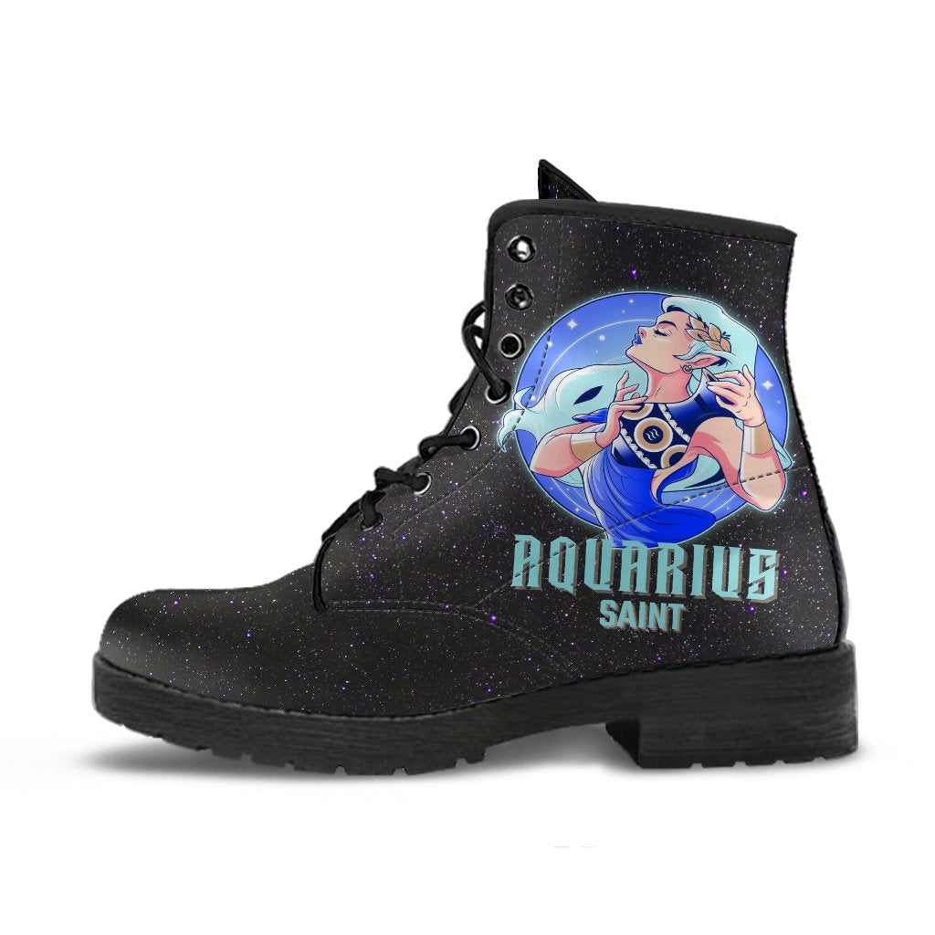 Zodiac Combat Boots - Aquarius #1 | Vegan Leather Lace Up 