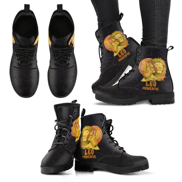 Zodiac Combat Boots - Leo #1 | Vegan Leather Lace Up Boots 
