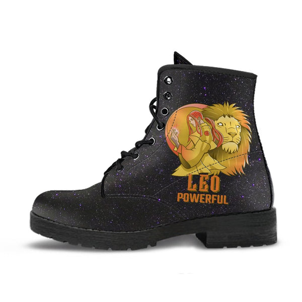Zodiac Combat Boots - Leo #1 | Vegan Leather Lace Up Boots 